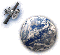 GPS satellite orbiting Earth for time synchronization